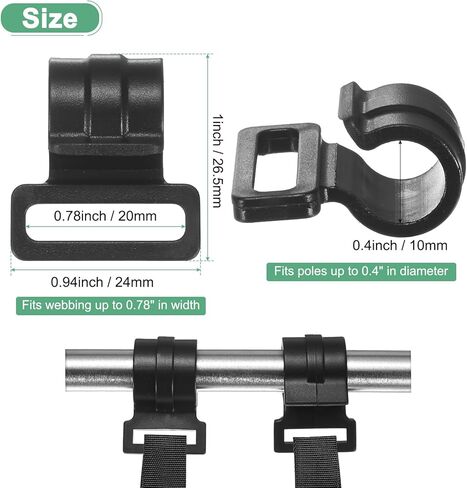 0.47in مقاطع عمود خيمة [20pcs] - استخدام المشبك على شكل C للخيام والمظلة أعمدة المظلات - [بوم بلاستيك] مقاطع مرفق القطب المربع مشبك حزام الحزام in Kuwait