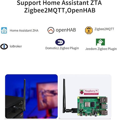 Zigbee3.0 USB Dongle Gateway，Universal Zigbee Gateway Adapter with Antenna，Support Home Assistant ZTA Zigbee2MQTT,OpenHAB，Base on EFR32MG21 and EZNet 7.4.3(Upgradeable Firmware) in Saudi Arabia