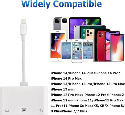 Lightning to RJ45 Ethernet Adapter Network Adapter, with Charge Port and USB Port Support USB Flash Drive/Keyboard/Mouse/Came, Plug and Play,Supports 100Mbps Ethernet Network in Saudi Arabia