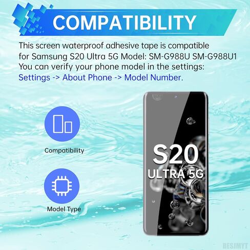 3pcs شريط ملصق ختم مقاوم للماء لـ Samsung Galaxy S20 Ultra 5G مقاوم للماء الشاشة الختم اللصق اللصق اللصق بديل الغراء Galaxy S20 Ultra 5G SM-G988U SM-G988U1 in Saudi Arabia