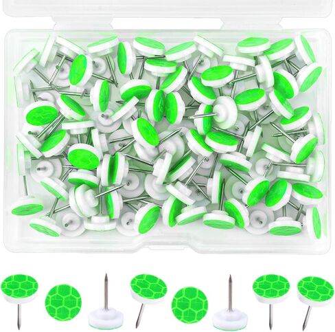 100pcs عاكسات عاكسة لوضع علامات على الممر ، وعلامات تتبع الأوتاد عاكسة الإبهام علامات الممرات عاكس المسامير التوهج العملي لصيد التخييم (برتقالي ، أبيض) in Saudi Arabia