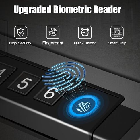 Gun Safe for Handguns, Biometric Pistol Safe, Fingeprint Gun Lock Box for Car, Bedside, Nightstand- Upgraded Keypad/Key Access,Silent Mode,Rugged Construction,Auto Open Lid (Black) in Saudi Arabia