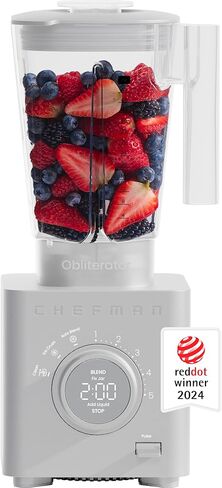 Chefman Obliterator 48 oz Countertop Blender for Smoothies, 1380W Motor to Crush Ice, Nuts, and Frozen Fruit with Stainless Steel Blade, Auto Blend Function, Includes Tamper and Scraper in Kuwait