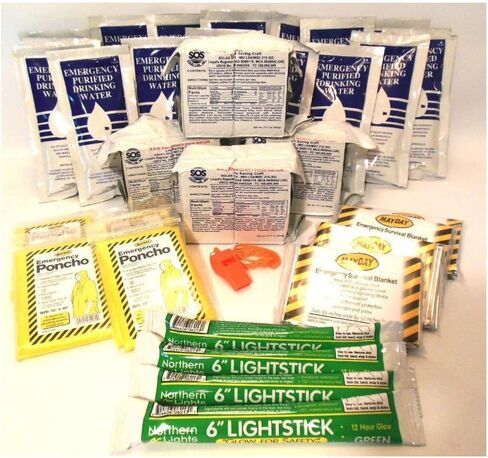 4 Person Emergency Survival Food Bars, Water and Gear for Boat Ditch Bag 5 YR in Saudi Arabia