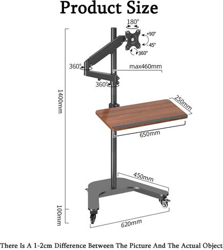 Laptop Floor Stand,Steel Liftable Floor Shelf,Rotating Computer Desk with Tray,for Home Outdoor Office,Flexible Adjustment(White) in Saudi Arabia
