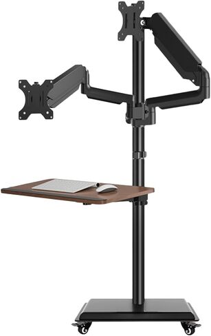 Laptop Floor Stand,Steel Portable Roller Stand with Tray,Adjustable Dual Screen Stand,for Home Outdoor Office in Saudi Arabia
