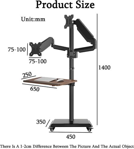 Laptop Floor Stand,Steel Portable Roller Stand with Tray,Adjustable Dual Screen Stand,for Home Outdoor Office in Saudi Arabia
