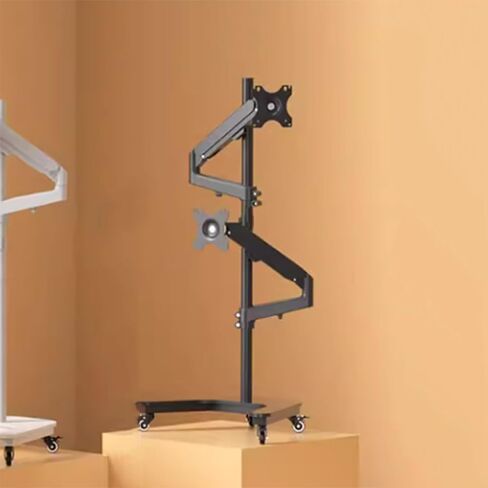 Laptop Floor Stand,Liftable Steel Shelf,Dual Screen with Roller,for Home Outdoor Office,Easy to Move(White) in Saudi Arabia