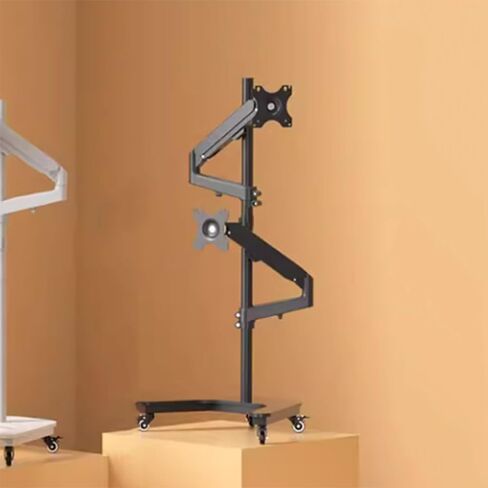 Laptop Floor Stand,Liftable Steel Shelf,Dual Screen with Roller,for Home Outdoor Office,Easy to Move(White) in Saudi Arabia