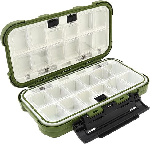 Waterproof Fishing Tackle Box Organizer, 24 Compartments Double Layer Lure Boxes Hooks Storage Case Fishing Accessories Box Containers (Green) in Saudi Arabia