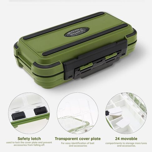 Waterproof Fishing Tackle Box Organizer, 24 Compartments Double Layer Lure Boxes Hooks Storage Case Fishing Accessories Box Containers (Green) in Saudi Arabia