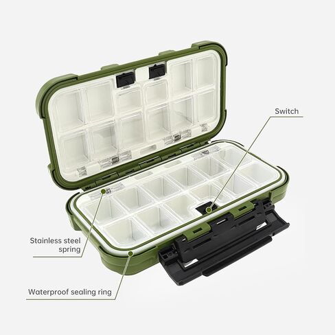 Waterproof Fishing Tackle Box Organizer, 24 Compartments Double Layer Lure Boxes Hooks Storage Case Fishing Accessories Box Containers (Green) in Saudi Arabia