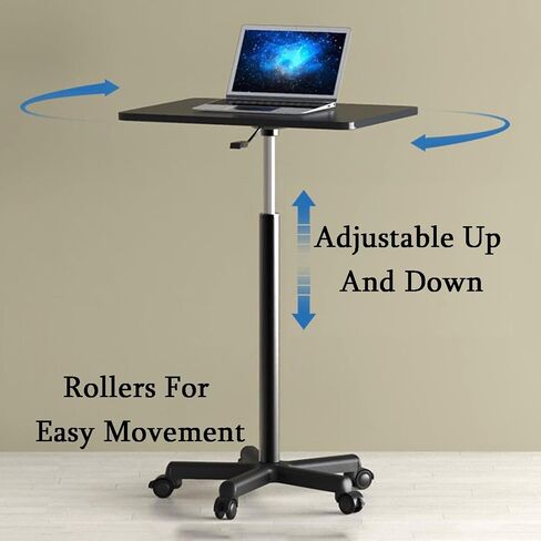 Laptop Floor Stand,Floor Reading Support Stand,Liftable Stainless Steel Workbench,Suitable for Home Outdoor Office,with Rollers(Black,Hight 59-80cm) in Saudi Arabia