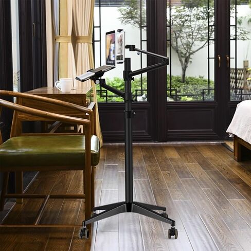 Laptop Floor Stand,Aluminum Alloy Movable Computer Shelf,Adjustable Standing Workbench,for Home,Outdoor and Office(Silver) in Saudi Arabia