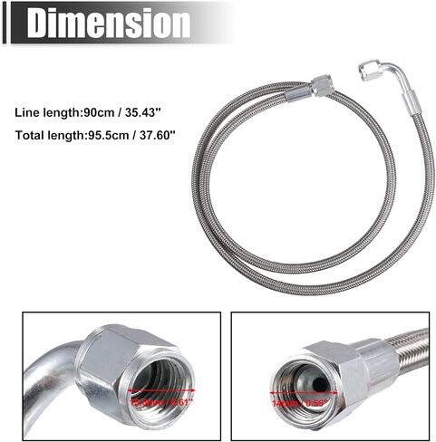 X AUTOHAUX 4AN Turbo Oil Feed Line 12" Turbo Feed Line Length Stainless Steel Braided AN4 90 Degree Straight Hose End Remote Turbocharger Oil Drain Return Line in Saudi Arabia