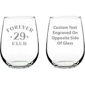 Forever 29 Club - Stemless Wine Glass Birthday Gifts for Women & Men Turning 30-30th Bday Party Decor - Large 17 Oz Glasses in Saudi Arabia