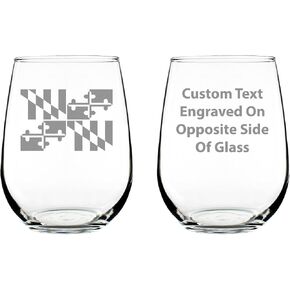 Maryland Flag Stemless Wine Glass - State Themed Drinking Decor and Gifts for Marylander Women & Men - Large 17 Oz in Saudi Arabia