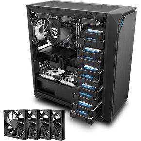 NAS/Server PC Case, Quiet Full Tower Computer Chassis with 4x120mm Fans pre-Installed, 11 * 3.5" HDD+2 * 2.5" SSD, 0.7mm SPCC Steel, E-ATX/ATX/Micro-ATX, Dual 360mm Radiator Compatible, Black in Kuwait
