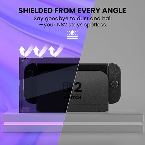 Playvital Clear Acrylic Dustproof Cover لـ Nintendo Switch 2 | الجزء العلوي من التهوية المغناطيسية ، التثبيت الخالي من الأدوات ، مربع عرض شفاف للتبديل 2 وضع Dock - مسح الأزرق in Saudi Arabia