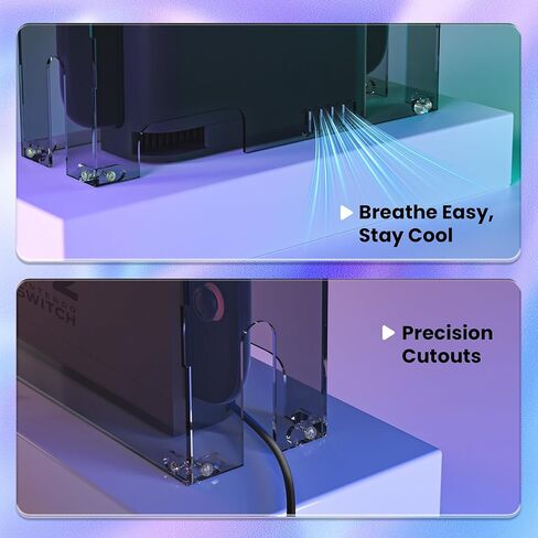 Playvital Clear Acrylic Dustproof Cover لـ Nintendo Switch 2 | الجزء العلوي من التهوية المغناطيسية ، التثبيت الخالي من الأدوات ، مربع عرض شفاف للتبديل 2 وضع Dock - مسح الأزرق in Saudi Arabia