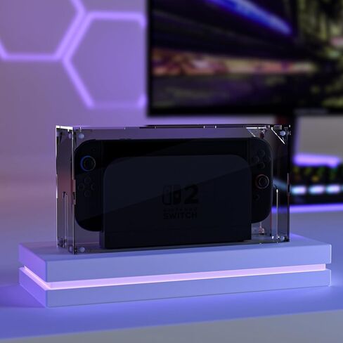 Playvital Clear Acrylic Dustproof Cover لـ Nintendo Switch 2 | الجزء العلوي من التهوية المغناطيسية ، التثبيت الخالي من الأدوات ، مربع عرض شفاف للتبديل 2 وضع Dock - مسح الأزرق in Saudi Arabia