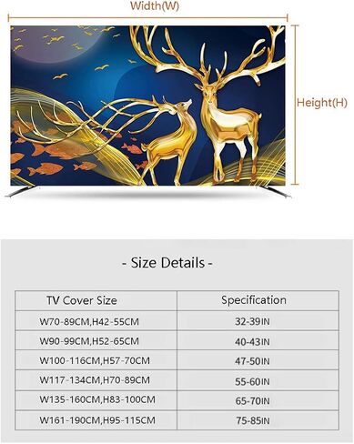 TV Dust Cover Soft Polyester Fabric Display Screen Cover Landscape Painting Dust- Proof Protector Cloth Indoor TV Cover 50IN 55IN TV PC Covers(Size:47-50IN(W100-116H57-70CM),Color:B) in Saudi Arabia