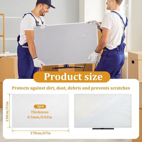 2Pcs Foam Flat Screen TV Cover for Moving Fits Up to 65"W x 36"H, Reusable TV Display Screen Protector for TVs Protection During House Moving, Storage, or Home Renovation in Saudi Arabia