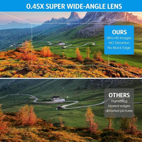Smartphone Camera Lens Kit, 0.45X Wide Angle and Macro Lens, Clip-on Phone Photography Attachment in Saudi Arabia