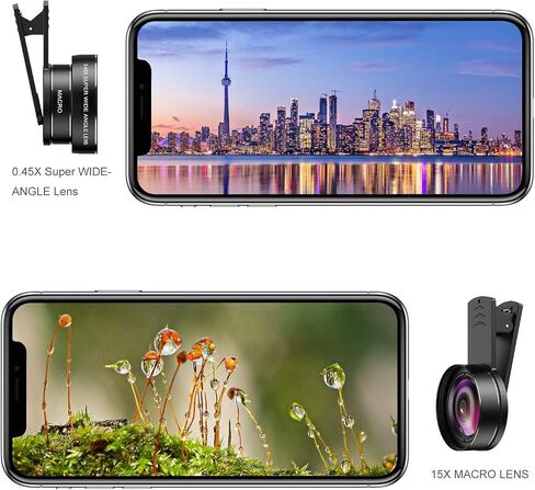 Smartphone Camera Lens Kit, 0.45X Wide Angle and Macro Lens, Clip-on Phone Photography Attachment in Saudi Arabia
