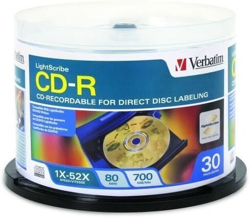 Lightscribe ، CD-R ، 80 دقيقة ، 700 ميجابايت ، 52x ، سطح ذهبي ، 30/حزمة ، مغزل ، يباع كحزمة واحدة in Saudi Arabia