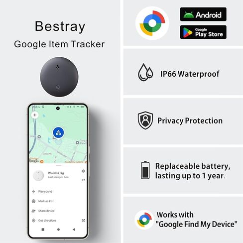 Tracker Air Tracker - 4 حزمة ، تعقب GPS Bluetooth لهواتف Android ، متوافق مع Google Find My Guide ، محدد موقع العناصر للأمتعة ، المفاتيح ، حقيبة الظهر ، IP66 مقاومة للماء in Kuwait
