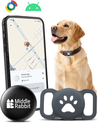 علامة تعقب الكلاب (Android Only) GPS Pet Tracking Tag Smart Tag لترابط الكلاب ، Android Airtag ، Finder Animal ، متوافق مع تطبيق Google Find Hub in Kuwait