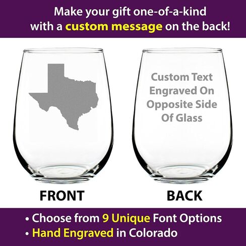 Texas State Outline Stemless Wine Glass - State Themed Drinking Decor and Gifts for Texan Women & Men - Large 17 Oz Glasses in Saudi Arabia