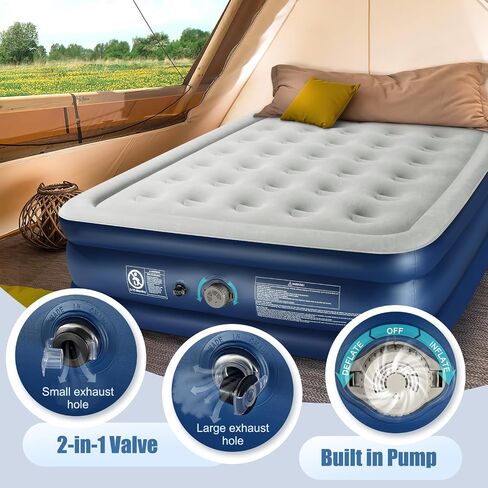 Queen Air Mattress with Built-in Pump,18''Raised Blow Up Mattress 2Mins Self inflation,48Hr Leak-Proof Test,Upgraded Thicker Inflatable Mattress Air Bed with storage Bag for Guests,Camping,660 lbs Max in Saudi Arabia