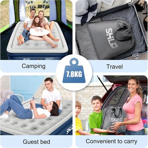 Queen Air Mattress with Built-in Pump,18''Raised Blow Up Mattress 2Mins Self inflation,48Hr Leak-Proof Test,Upgraded Thicker Inflatable Mattress Air Bed with storage Bag for Guests,Camping,660 lbs Max in Saudi Arabia