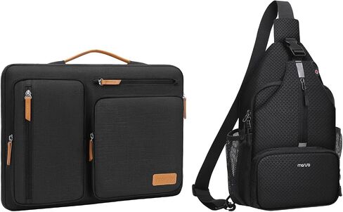 MOSISO Sling Backpack Hiking Daypack, Lightweight Crossbody Sling Bag ith Front Raised Pocket 9-11 inch Tablet Sleeve Case, Side Open Carrying Bag with 4 Zipper Pockets, Black in Saudi Arabia