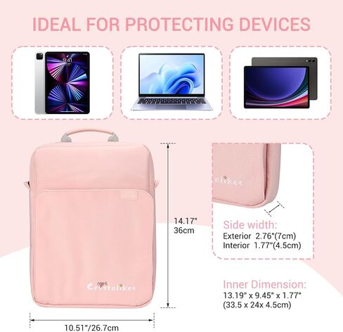 مقبض أكياس محوّب بحجم 13 بوصة بوصة مع حزام الكتف يناسب iPad Pro 11 بوصة ، 10 10.9 ، iPad 9/8/7th Gen ، Tab S8/S9 11 "، Pink in Saudi Arabia