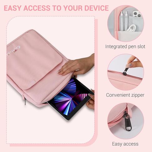 مقبض أكياس محوّب بحجم 13 بوصة بوصة مع حزام الكتف يناسب iPad Pro 11 بوصة ، 10 10.9 ، iPad 9/8/7th Gen ، Tab S8/S9 11 "، Pink in Saudi Arabia