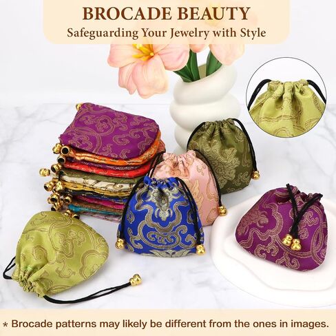 kilofly 30 pc Chinese Silk Brocade Drawstring Jewelry Bag Gift Pouch Value Set in Kuwait