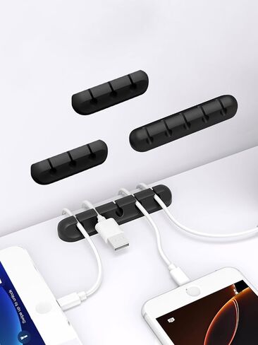 4 Packs Cord Organizer, Cable Clips Cord Holder, Cable Management Power Wire Cord Clips, Cable Labels (3 * 2, 5 * 2 White) in Saudi Arabia