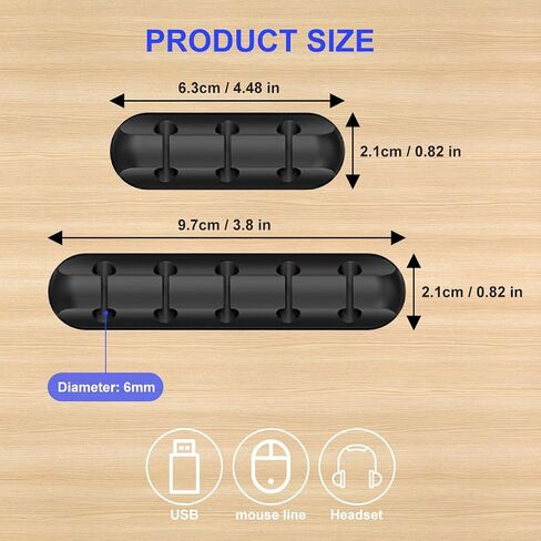 4 Packs Cord Organizer, Cable Clips Cord Holder, Cable Management Power Wire Cord Clips, Cable Labels (3 * 2, 5 * 2 White) in Saudi Arabia