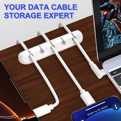 4 Packs Cord Organizer, Cable Clips Cord Holder, Cable Management Power Wire Cord Clips, Cable Labels (3 * 2, 5 * 2 White) in Saudi Arabia