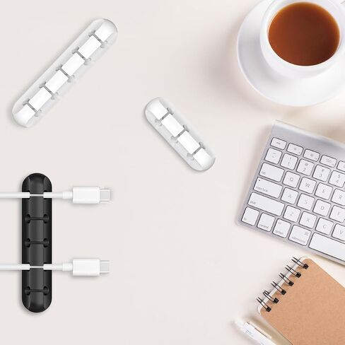 4 Packs Cord Organizer, Cable Clips Cord Holder, Cable Management Power Wire Cord Clips, Cable Labels (3 * 2, 5 * 2 White) in Saudi Arabia
