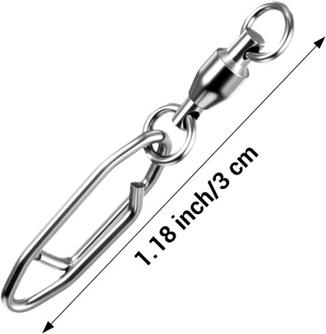 Fishing Speed Clips, 30Pcs Fishing Snap Swivels Ball Stainless Bearing Swivel Power Clips Lures Quick Snap Connector for Saltwater Freshwater in Saudi Arabia
