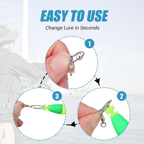 Fishing Speed Clips, 30Pcs Fishing Snap Swivels Ball Stainless Bearing Swivel Power Clips Lures Quick Snap Connector for Saltwater Freshwater in Saudi Arabia