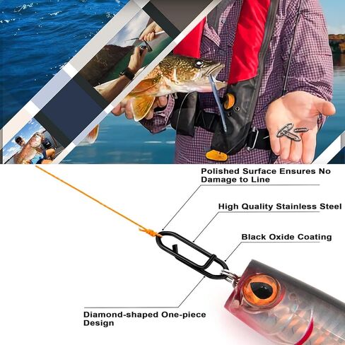 50pcs Fishing Speed Clips, Stainless Steel Fishing Power Clips High Strength Speed Clip for Freshwater Saltwater Fishing, Quick Change Fishing Lure Snap Tackle for Crankbait Popper Lures in Saudi Arabia