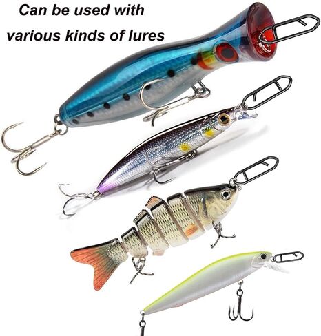 50pcs Fishing Speed Clips, Stainless Steel Fishing Power Clips High Strength Speed Clip for Freshwater Saltwater Fishing, Quick Change Fishing Lure Snap Tackle for Crankbait Popper Lures in Saudi Arabia