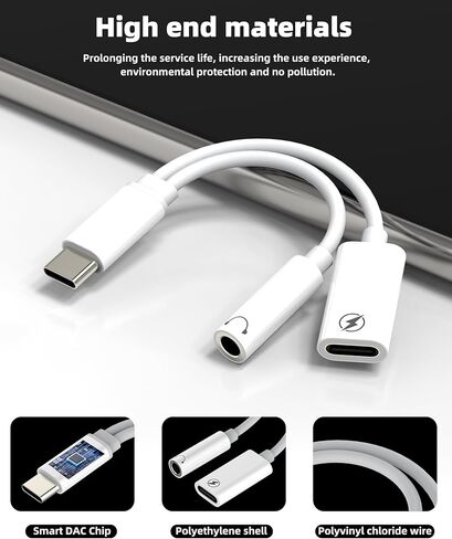 USB C إلى 3.5 ملم محول صوت الصوت (2IN1) لكابل Apple C Cable Cable Aux Flitter for iPhone 16 Headset DAC Audio Audio for iPad earbuds microphone متوافق مع Samsung Car Auxiliary in Saudi Arabia