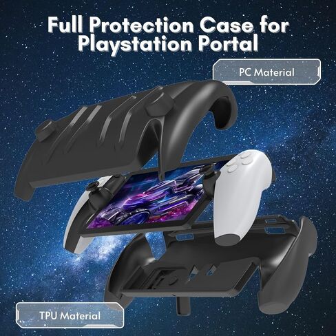 تغطية حالة الحماية الكاملة TNP لبوابة PlayStation- حالة واقي TPU المضادة للانزلاق لغطاء القشرة الأمامية PS5 القابلة للفصل مع Kickstand المدمج للمشغل البعيد PS (الأسود) in Saudi Arabia