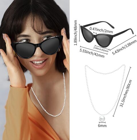 1920s Accessories for Women Black Pearl Choker Necklace Sunglasses Crowns Set Teal Blue Party Favors 6 Pcs Pearl Necklace 6 Pcs Vintage Cat Eye Sunglasses 6 Pcs Tiaras Crown for 1920s Themed Party in Kuwait